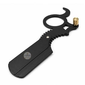 Navaja de Afeitar Recta Jolly Roger Negra de Acero Inoxidable Barbarossa Kamisori Japonesa, Acabado Negro Mate - Product Image 5