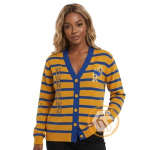Customized Sigma Gamma Rho Acrylic Embroidered Appliques Front V-neck <b>Covered</b> <b>Buttons</b> Sorority High Quality Winter Casual - Product Image 2