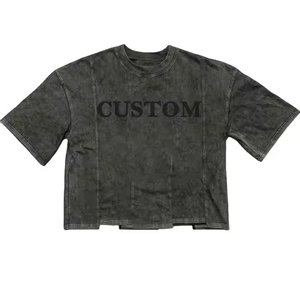 เสื้อยืดพิมพ์ลายกรดแบบครอป สไตล์ทันสมัย ผ้าฝ้ายพรีเมียม 100% รับผลิตตามแบบ (OEM) สำหรับผู้ชาย - Product Image 1
