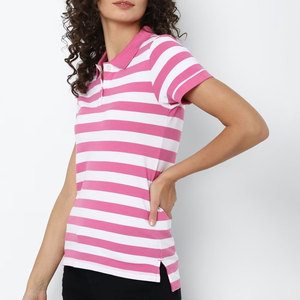 ZABEX SPORTS Polo en tissu doux pour femme, vêtement décontracté quotidien, polo ajusté pour femme, haut tricoté à rayures tendance - Product Image 3