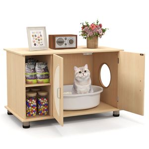 32\" <b>Cat</b> Litter <b>Box</b> Enclosure Durable ABS Material Rectangle Automatic Cleaning Sisal Scratching Doors Adjustable Metal Feet - Product Image 2