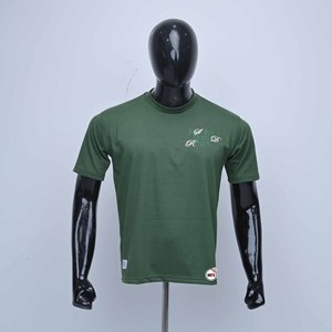 T-shirt vert à manches courtes pour homme de qualité supérieure, col rond, avec impression de lettres sur le devant, coupe classique, jersey en coton respirant - Product Image 1
