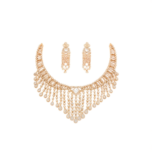 JeweleMarket 10575678WH Juego de Collar con Diamantes Americanos de Estilo Real, Joyería Fina con Circonita como Piedra Principal, Chapado en Oro de 18K para Novias - Product Image 2