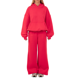 ชุดวอร์มลำลองสำหรับผู้หญิง ฤดูใบไม้ร่วง-ฤดูหนาว เสื้อแขนยาวพร้อมฮู้ดสีพื้นแบบใหม่ที่เป็นมิตรกับสิ่งแวดล้อม - Product Image 3