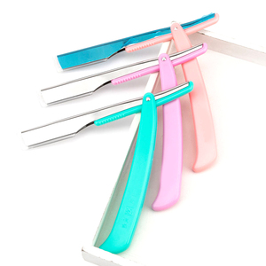 Rasoir droit pliable professionnel, lame en acier inoxydable, manche en plastique, lame unique réutilisable, outil de rasage pour le visage, outil de barbier - Product Image 2