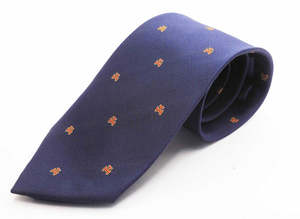 Corbata Masónica Clásica de Seda Azul de Alta Calidad con Patrón de Letra H Dorada, Tejido Satinado, para Uso Formal en Negocios - Product Image 2
