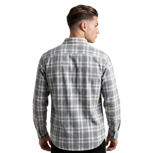 Gray <b>White</b> Plaid Men <b>Flannel</b> Shirt Long Sleeve Button Down Checkered Casual Shirt Soft Brushed Fabric Everyday Streetwear - Product Image 2