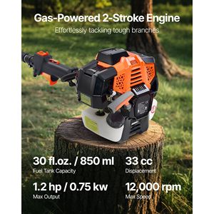 33CC 2 Stroke Gas-<b>Powered</b> Cordless Tree Trimmer 8-Inch Cutting Bar Gas Pole <b>Saw</b> with 30 Fl.oz Fuel Tank Features Chainsaw - Product Image 3