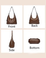 Sac hobo en cuir véritable pour femme, fermeture à cordon, style classique, marron, bandoulière légère, usage quotidien, 34cm x 21cm, à vendre