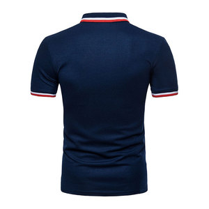 เสื้อโปโลแขนสั้นผู้ชาย สีกรมท่า ผ้าฝ้ายถัก สวมใส่สบาย ทรงปกติ มีกระเป๋า ดีไซน์ระบายอากาศได้ดี - Product Image 3
