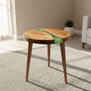 Round Wood <b>Resin</b>/ Side <b>Table</b> With Natural Grain And <b>Epoxy</b> River Design Handmade Nature Theme Decorative Accent Piece - Product Image 6