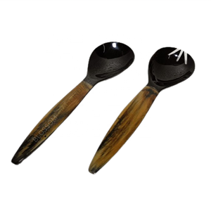 High Quality Handmade Buffalo Horn Flatware Set Polished Cow Horn Kitchenware <b>Serving</b> <b>Spoon</b> and Fork for Salad Low Cost - Product Image 3