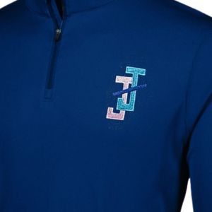 เสื้อพูลโอเวอร์สีน้ำเงินแบบซิป ¼ สำหรับผู้ชาย แขนยาว สวมใส่สบาย น้ำหนักเบา แฟชั่นลำลอง เหมาะสำหรับใส่ในชีวิตประจำวัน - Product Image 5