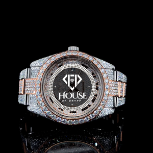 นาฬิกาข้อมือสแตนเลสสตีลแบบ Iced Out ประดับเพชร VVS Moissanite สไตล์ฮิปฮอป ระบบออโตเมติก หรูหรา สำหรับผู้หญิงและผู้ชาย เหมาะสำหรับเป็นของขวัญ - Product Image 1