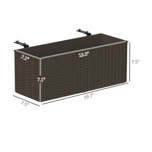 Set di 2 Vasi da Fiori da 20 Pollici con Ganci e Fori di Drenaggio, Effetto Rattan Marrone per Recinzioni - Product Image 3