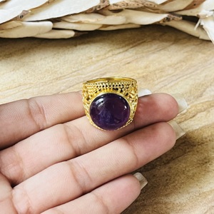 Luxury Style Boho Filigree <b>Rings</b> Ethnic Brass Jewelry Women 18k <b>Gold</b> Plated Statement Amethyst <b>Cocktail</b> <b>Ring</b> For Wholesale - Product Image 3