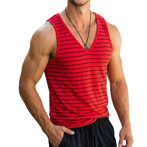 Men's Casual Striped V Neck Muscle Tank <b>Top</b> Customizable Athletic Sleeveless Shirts Activewear Manufacturer Tank <b>Tops</b> For Men - Product Image 1