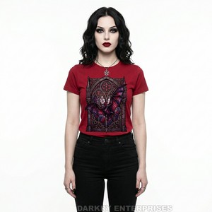 Camiseta Personalizada Gris Carbón con Diseño de Gárgola para Mujer, Camiseta con Estampado de Estatua Gótica, Ropa con Diseño de Criatura Mítica, Fabricante, Servicio de Fábrica OEM - Product Image 3