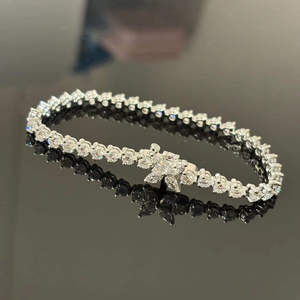 Eighteen Carat <b>Solid</b> <b>Gold</b> Tennis Bracelet Black White Diamond Round Brilliant Cut Hip Hop Unisex Jewelry Gift Direct - Product Image 2