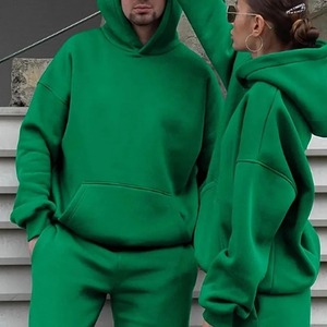 Ensemble de survêtement ROLIEN pour homme, vert olive, en polaire polyester/coton, avec capuche et cordon de serrage, grande taille, coupe ample, couleur unie - Product Image 5