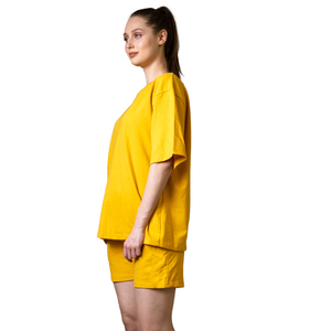 Conjunto de verano nuevo de 2 piezas para mujer, camiseta de manga corta con cuello redondo y pantalones cortos, 100% algodón. - Product Image 2