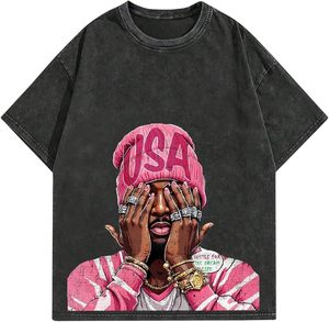 T-shirt imprimé DTF 350 GSM, style streetwear, tissu épais 300 GSM, pour la mode hivernale, t-shirts pour hommes - Product Image 4