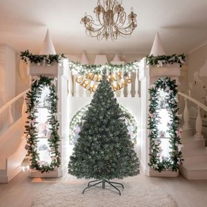 Albero di Natale Artificiale Pre-Illuminato in PVC da 4,5 Piedi con Design Elegante a Cerniera per Esposizione Festiva - Product Image 2