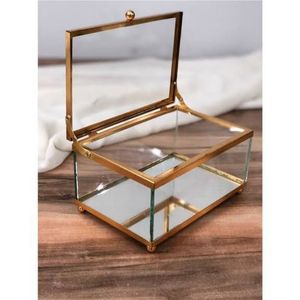 Antique Brass Gold Glass <b>Box</b> Clear Geometric Terrarium Jewelry Storage Makeup Organizer Tabletop Decorative <b>Box</b> Wholesale <b>Box</b> - Product Image 6