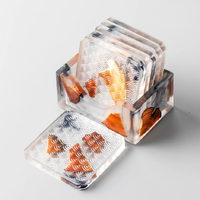 Par NEHA ENTERPRISES, ensemble de 4 sous-verres en bois écologiques de style campagnard avec support et emballage en boîte, design rond de 10 mm d'épaisseur