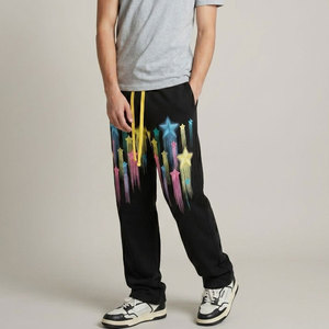 Men's Black High Street Vintage Sweatpants Elastic Waist Casual Joggers Autumn Wear - Product Image 4