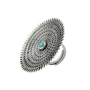 Handmade Bahemian <b>Ring</b> In Solid 925 Sterling Silver Natural Round Cut <b>Turquoise</b> Gemstone Designer <b>Ring</b> At Reasonable Price - Product Image 1