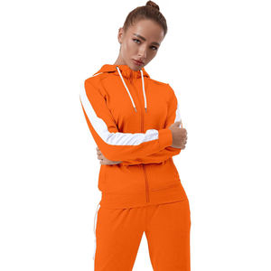 Ensemble de survêtement pour femme à col montant, en mélange coton et polyester, intérieur doublé, veste zippée intégrale et pantalon large, collection hiver - Product Image 3