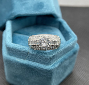 Handmade Men's Engagement and Anniversary Wedding <b>Ring</b> 925 Sterling Silver Rhodium Plated Baguette Accent Cluster <b>Ring</b> Gifts - Product Image 1