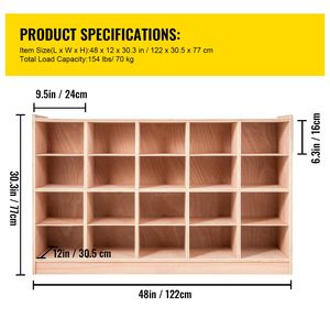 Armadietto Mobile con 20 Scomparti per Aula, Scaffale di Stoccaggio 4x5 per Bambini e Adolescenti - Product Image 4