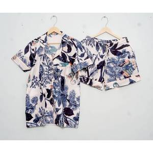 Magnifique robe de nuit d'été courte, ensemble de pyjama pour femmes 100% coton, ensemble de pyjama à manches courtes 3 pièces et shorts, vêtements de détente - Product Image 3