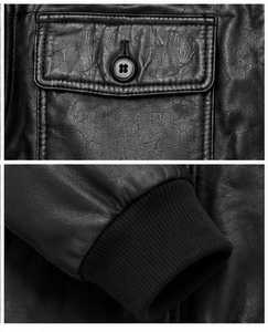 Veste en cuir véritable marron pour homme CHAMP KING avec doublure en fausse fourrure, col rabattable, fermeture éclair - Product Image 6