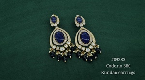 09283Kundan <b>Dangle</b> <b>Earrings</b> Doublet stone <b>earrings</b> <b>Gold</b> Plated Brass Oval Stone <b>Dangle</b> <b>Earrings</b> for Women Party Jewelry - Product Image 6