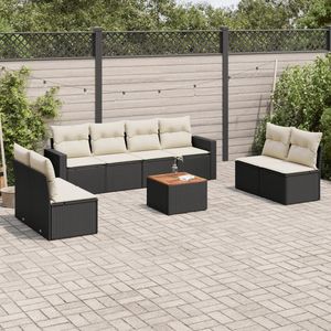 Conjunto de Sofás de Jardín en Blanco Crema y Negro - Product Image 1