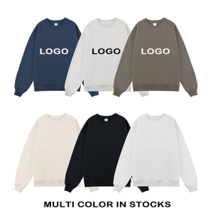High Quality 450GSM Oversized Sweatshirt Solid Color <b>Men's</b> O Neck Sweatshirts Thickened Drop Shoulder <b>Pullover</b> Cotton Hoodie - Product Image 2