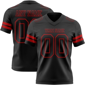 Wholsale Direct OMMIZ INDUSTRY Custom Black Green Gold-<b>Red</b> <b>Mesh</b> Authentic Throwback Football Jersey - Product Image 5