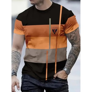 Nouveaux T-shirts d'été décontractés pour hommes, coupe régulière, col rond, respirants, imprimés, en polyester 180 grammes, haute qualité - Product Image 2