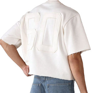 Camiseta de Algodón de Alto Gramaje con Corte Cuadrado y Diseño de Logotipo de Alta Calidad, Cuello Redondo, Estilo Urbano - Product Image 2