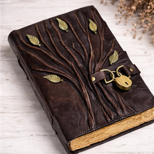 Leather Journal with Lock and Key Personalized Hardcover Diary Antique <b>Tree</b> of Life Handmade Gift Notebook Graduation Rajasthan - Product Image 3