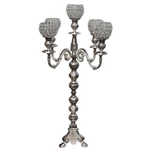 Candelabro Barroco Elegante de 5 Brazos, Grabado a Mano, Niquelado, Venta Directa de Fábrica, Nuevo Diseño, Portavelas Hecho a Mano - Product Image 2