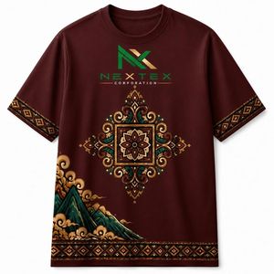 เสื้อยืดสไตล์บาติกแบบตะวันออกสำหรับผู้ชาย ลายพิมพ์ประดับแบบดั้งเดิม ทรงโอเวอร์ไซส์ - Product Image 5