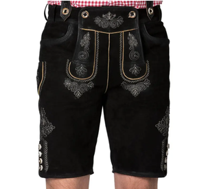 Costume d'Oktoberfest haut de gamme pour hommes – Tenue classique bavaroise Lederhosen avec short en daim rustique - Product Image 5