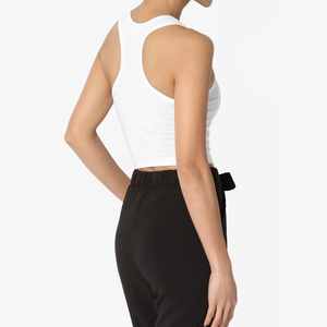 Camiseta sin mangas básica tipo racerback, cuello redondo, lisa, para mujer, de poliéster/algodón, para correr, precio económico, OEM - Product Image 5