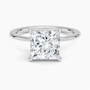 Anillo BOJ 05 Corte Princesa, Plata 925, Halo Secreto Pequeño con Diamantes y Baño de Rodio, Anillo de Boda con Moissanita de 2ct, Color D, VVS1, Certificado GRA - Product Image 1