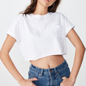Crop top ample pour femme |   T-shirt ample à manches courtes |   Haut d'été en mélange de soie et de coton de qualité supérieure - Product Image 2