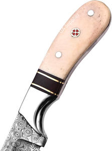 Couteau de camping professionnel en acier Damas, lame pleine longueur, ultra-affûtée, type 'Bull Cutter', qualité industrielle, avec étui de transport horizontal, OEM - Product Image 5